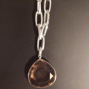 Time And Tru Silver Tone Faceted Pendant Necklace